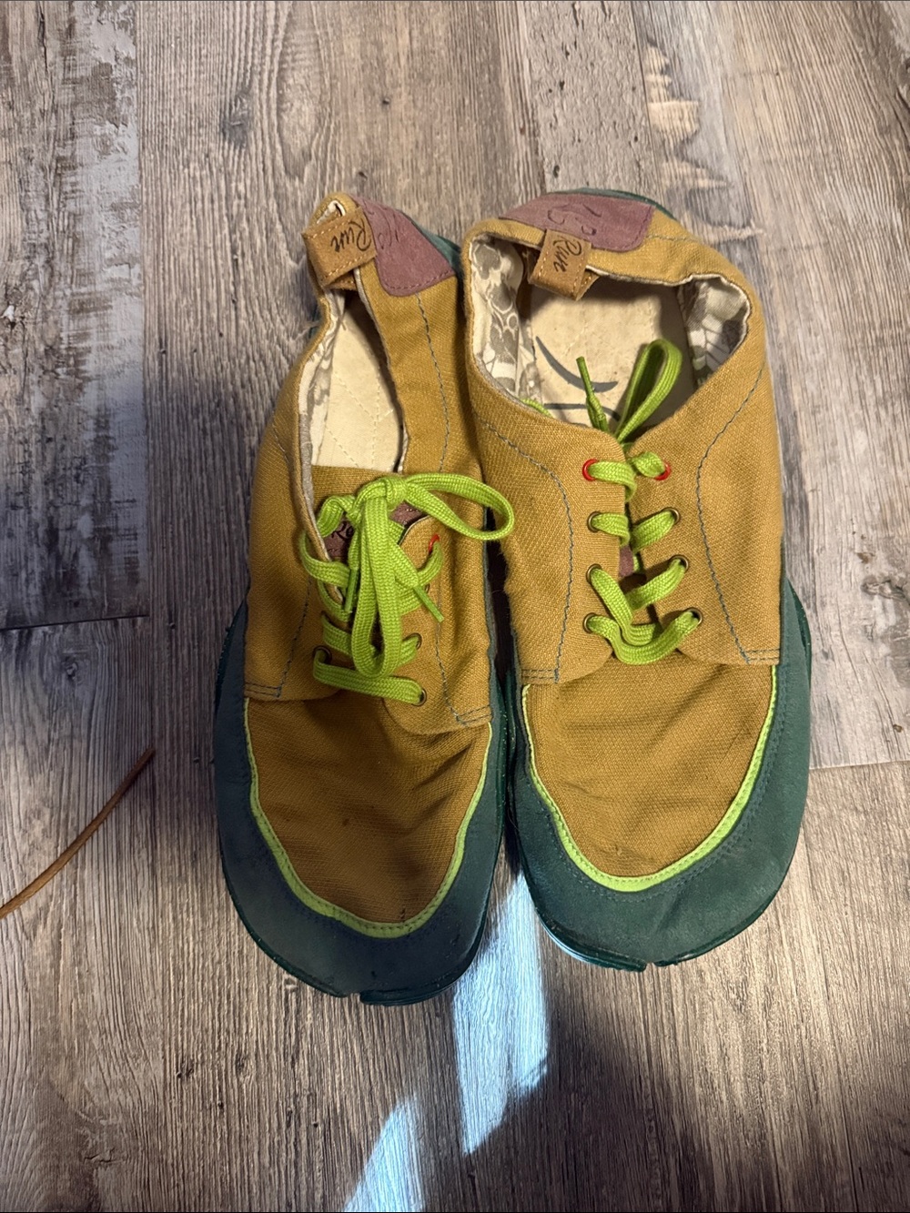 Men's Canvas Sneakers — Mustard and Green